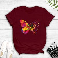 Wholesale Color Butterfly Print Short-sleeved T-shirt Nihaojewelry main image 6
