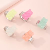 Cute Children's Color Resin Bear Ring Set Wholesale Nihaojewelry main image 3