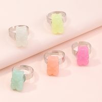 Cute Children's Color Resin Bear Ring Set Wholesale Nihaojewelry main image 4