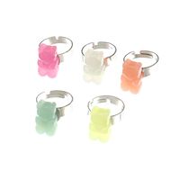 Cute Children's Color Resin Bear Ring Set Wholesale Nihaojewelry main image 6