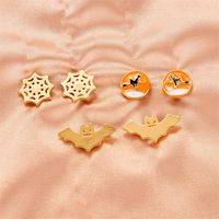 Halloween Skull Pumpkin Lantern Bat Earrings Wholesale Nihaojewelry main image 4