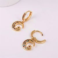 Retro Stars Moon Copper Inlaid Zirconium Earrings Wholesale Nihaojewelry main image 5