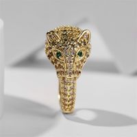Wholesale Jewelry Leopard Shape Copper Inlaid Zirconium Open Ring Nihaojewelry main image 3
