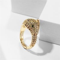 Wholesale Jewelry Leopard Shape Copper Inlaid Zirconium Open Ring Nihaojewelry main image 4