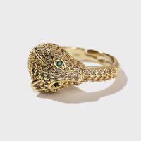 Wholesale Jewelry Leopard Shape Copper Inlaid Zirconium Open Ring Nihaojewelry main image 5