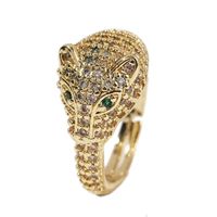 Wholesale Jewelry Leopard Shape Copper Inlaid Zirconium Open Ring Nihaojewelry main image 6