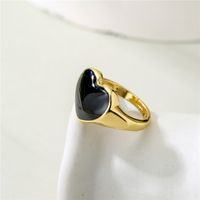 Wholesale Jewelry Black Oil Drop Heart Copper Open Ring Nihaojewelry main image 3