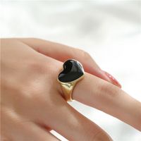 Wholesale Jewelry Black Oil Drop Heart Copper Open Ring Nihaojewelry main image 5