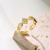 Wholesale Jewelry Geometric Splicing Copper Copper Inlaid Zircon Opening Ring Nihaojewelry main image 3