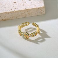 Vente En Gros Bijoux Épissage Géométrique Cuivre Cuivre Incrusté De Zircon Anneau D&#39;ouverture Nihaojewelry main image 4