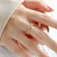 Wholesale Jewelry Geometric Splicing Copper Copper Inlaid Zircon Opening Ring Nihaojewelry main image 5