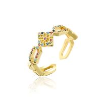Wholesale Jewelry Geometric Splicing Copper Copper Inlaid Zircon Opening Ring Nihaojewelry main image 6