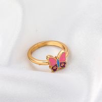 Wholesale Jewelry Cute Dripping Oil Butterfly Mushroom Rainbow Ring Nihaojewelry main image 3