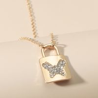 Wholesale Jewelry Lock Butterfly Diamond Pendant Necklace Nihaojewelry main image 3