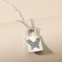 Wholesale Jewelry Lock Butterfly Diamond Pendant Necklace Nihaojewelry main image 4