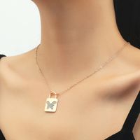 Wholesale Jewelry Lock Butterfly Diamond Pendant Necklace Nihaojewelry main image 6
