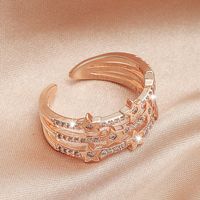 Wholesale Jewelry Three-layer Star Copper Inlaid Zircon Open Ring Nihaojewelry main image 4
