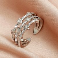 Großhandel Schmuck Dreischichtiger Stern Kupfer Eingelegter Zirkon Offener Ring Nihaojewelry main image 6