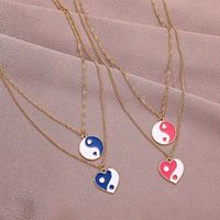 Wholesale Jewelry Round Heart Tai Chi Color Dripping Oil Double Layer Necklace Nihaojewelry main image 3