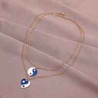 Wholesale Jewelry Round Heart Tai Chi Color Dripping Oil Double Layer Necklace Nihaojewelry main image 4