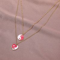 Wholesale Jewelry Round Heart Tai Chi Color Dripping Oil Double Layer Necklace Nihaojewelry main image 5