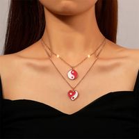 Wholesale Jewelry Round Heart Tai Chi Color Dripping Oil Double Layer Necklace Nihaojewelry main image 6