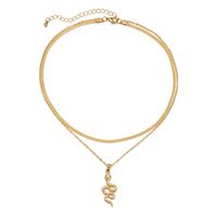 Wholesale Jewelry Snake-shaped Diamond-studded Pendant Double-layer Necklace Nihaojewelry main image 4