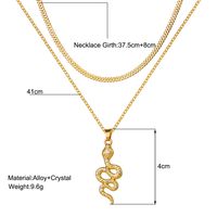 Wholesale Jewelry Snake-shaped Diamond-studded Pendant Double-layer Necklace Nihaojewelry main image 5