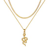 Wholesale Jewelry Snake-shaped Diamond-studded Pendant Double-layer Necklace Nihaojewelry main image 6