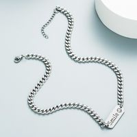 Wholesale Jewelry Geometric Letter Pendant Thick Chain Titanium Steel Necklace Nihaojewelry main image 5