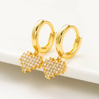 European And American Fashion & Trend Cold Style Heart-shaped Earrings For Women Japanese And Korean Jewelry Copper Micro Inlaid Zircon Gold-plated Small Eardrops Earrings main image 3