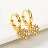 European And American Fashion & Trend Cold Style Heart-shaped Earrings For Women Japanese And Korean Jewelry Copper Micro Inlaid Zircon Gold-plated Small Eardrops Earrings main image 4