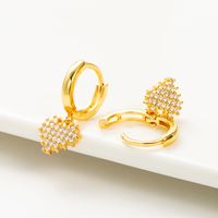 European And American Fashion & Trend Cold Style Heart-shaped Earrings For Women Japanese And Korean Jewelry Copper Micro Inlaid Zircon Gold-plated Small Eardrops Earrings main image 5
