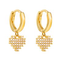 European And American Fashion & Trend Cold Style Heart-shaped Earrings For Women Japanese And Korean Jewelry Copper Micro Inlaid Zircon Gold-plated Small Eardrops Earrings main image 6