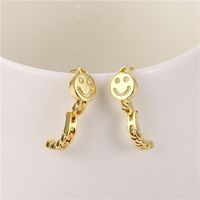 Twist Smiley Face Earrings Women's Korean-style Simple Hong Kong Style Ear Clip Internet Celebrity Round Hollow Simple Smile Earrings Earrings main image 6