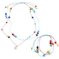 Croix-frontière Populaire Coréenne De Mode À La Main Coloré Fil Tissé Bracelet Et Collier Set Multi-couche Verre Perle Clavicule Chaîne En Gros main image 2