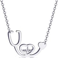 Wholesale Jewelry Electrocardiogram Stethoscope Pendant Titanium Steel Necklace Nihaojewelry sku image 2