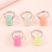 Cute Children's Color Resin Bear Ring Set Wholesale Nihaojewelry sku image 1