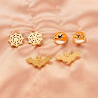 Halloween Skull Pumpkin Lantern Bat Earrings Wholesale Nihaojewelry sku image 23