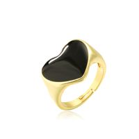 Wholesale Jewelry Black Oil Drop Heart Copper Open Ring Nihaojewelry sku image 1