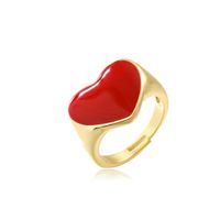 Wholesale Jewelry Black Oil Drop Heart Copper Open Ring Nihaojewelry sku image 2