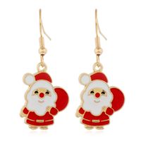 Cartoon Christmas Alloy Dripping Santa Claus Elk Earrings Set Wholesale Nihaojewelry sku image 1