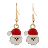 Cartoon Christmas Alloy Dripping Santa Claus Elk Earrings Set Wholesale Nihaojewelry sku image 2