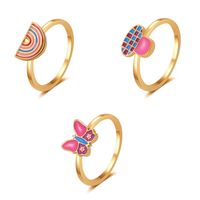 Wholesale Jewelry Cute Dripping Oil Butterfly Mushroom Rainbow Ring Nihaojewelry sku image 4