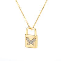 Wholesale Jewelry Lock Butterfly Diamond Pendant Necklace Nihaojewelry sku image 1