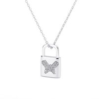 Wholesale Jewelry Lock Butterfly Diamond Pendant Necklace Nihaojewelry sku image 2