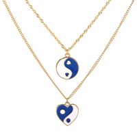 Wholesale Jewelry Round Heart Tai Chi Color Dripping Oil Double Layer Necklace Nihaojewelry sku image 2