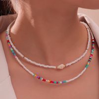 Nz2230 New Style Handmade Beaded Contrast Color Bead Necklace Fresh Pastoral Style Shell Necklace Clavicle Chain sku image 1