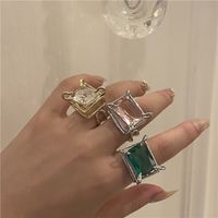 Wholesale Jewelry Square Crystal Gem Hollow Multi-layer Ring Nihaojewelry main image 3