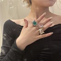 Wholesale Jewelry Square Crystal Gem Hollow Multi-layer Ring Nihaojewelry main image 4